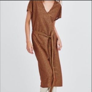Zara striped brown black dress shiny small
